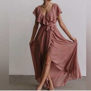 NWT Baltic Born Katya Ruffle Dress Sz S Dusty Rose Pink Romantic